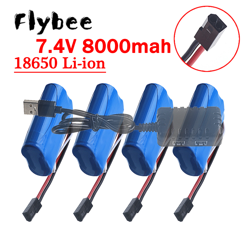 Rc Hobby Boat - Bateria (5500 Plug) 18650 7.4V 8000mAh,