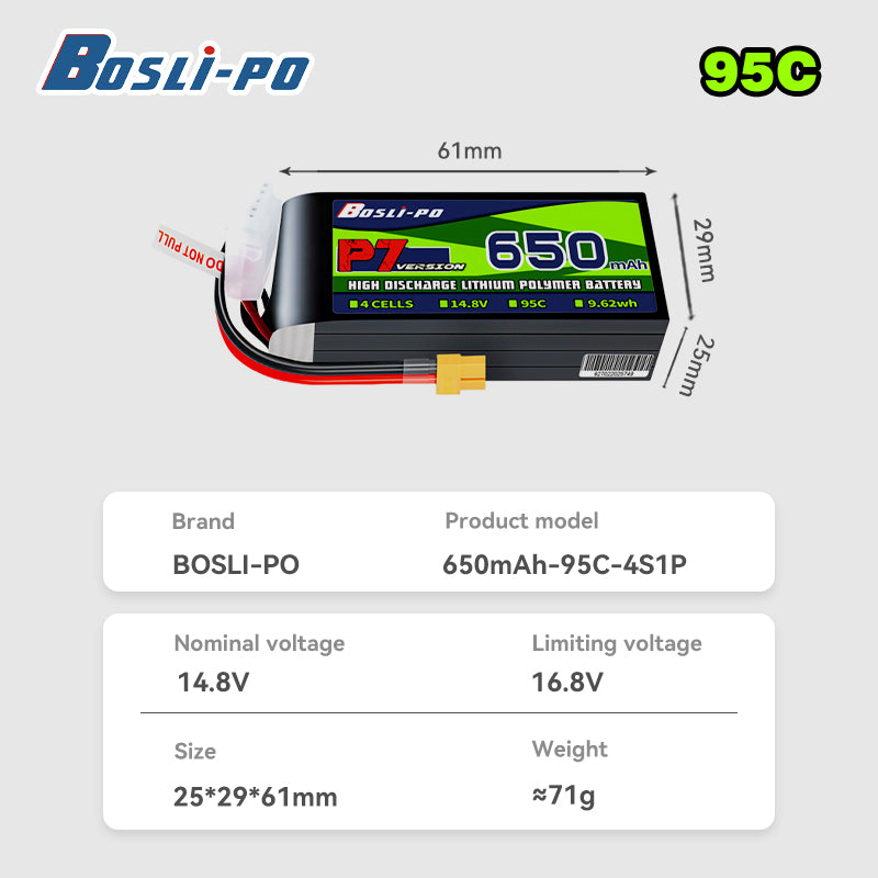 Boslipo P7 Versão 650mAh 95C B - Lipo Battery 4S avaliação e preço